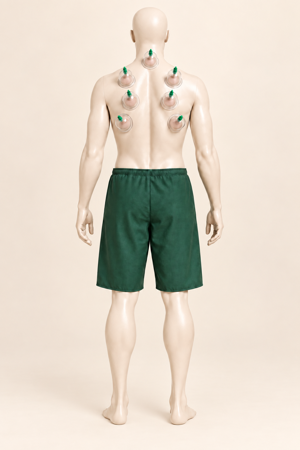 Mannequin entier de dos, en short opaque, avec des ventouses sur le haut du dos